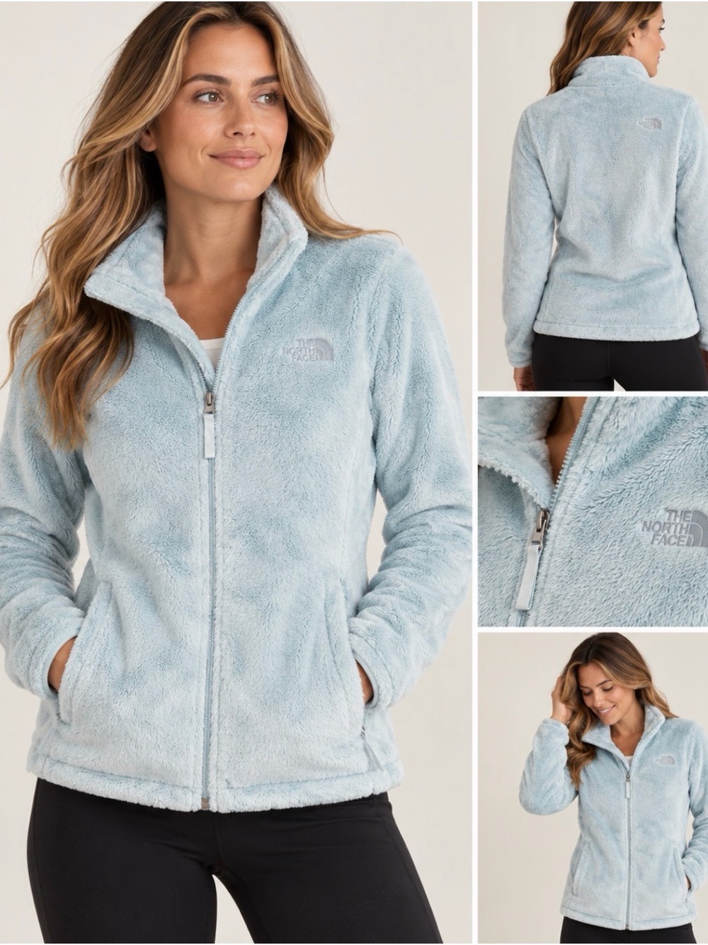 The North Face Women’s Osito Fleece Jacket Light Blue Full Zip High Pile Soft M